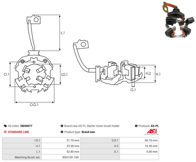 AS-PL SBH0077 Holder, carbon brushes
