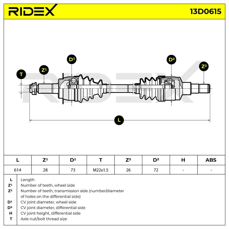 полуоска RIDEX