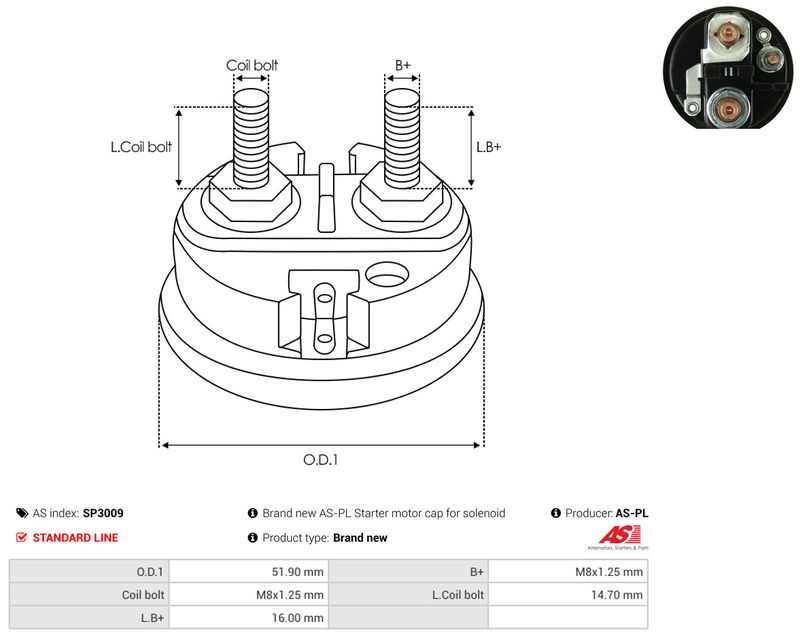AS-PL SP3009 Cap, starter relay
