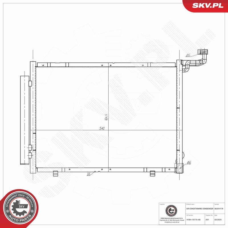 ESEN SKV 86SKV178 Condenser, air conditioning