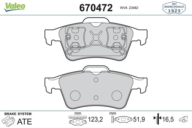 Plaquettes+de+frein+à+disque VALEO 670472