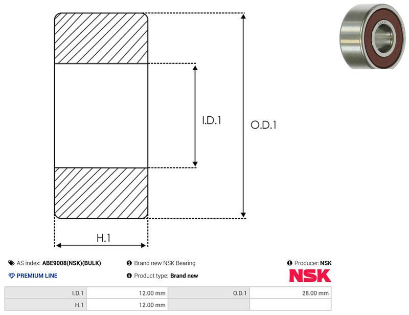 AS-PL ABE9008(NSK)(BULK) Bearing