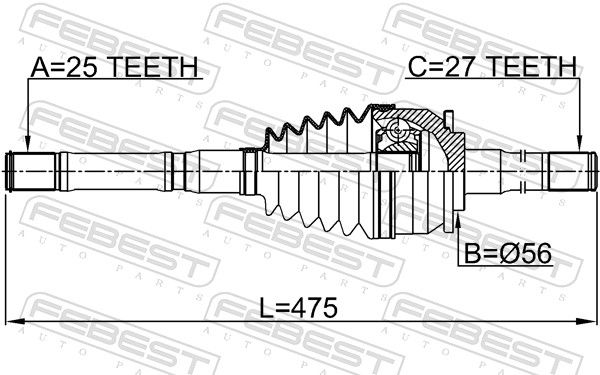 FEBEST 2214-K2500 Joint Kit, drive shaft