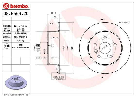 Гальмівний диск, Brembo 08.B566.21