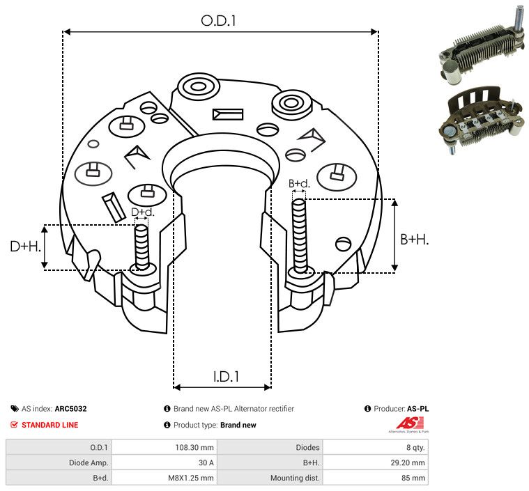 AS-PL ARC5032 Rectifier, alternator
