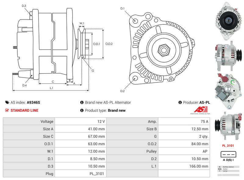 AS-PL A9346S Alternator