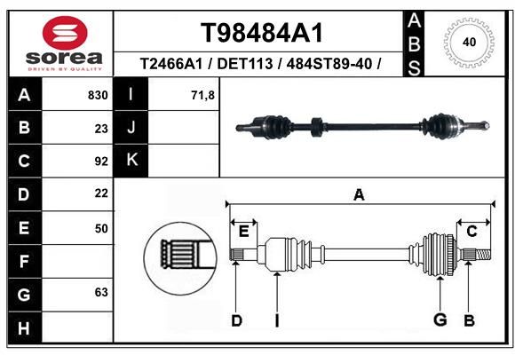 EAI hajtótengely T98484A1