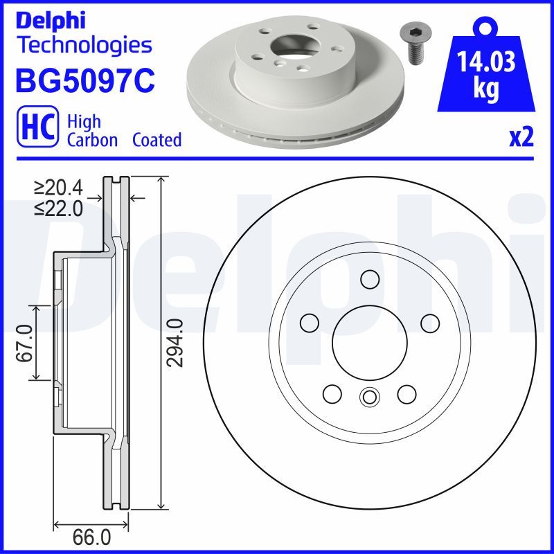 Гальмівний диск, Delphi BG5097C