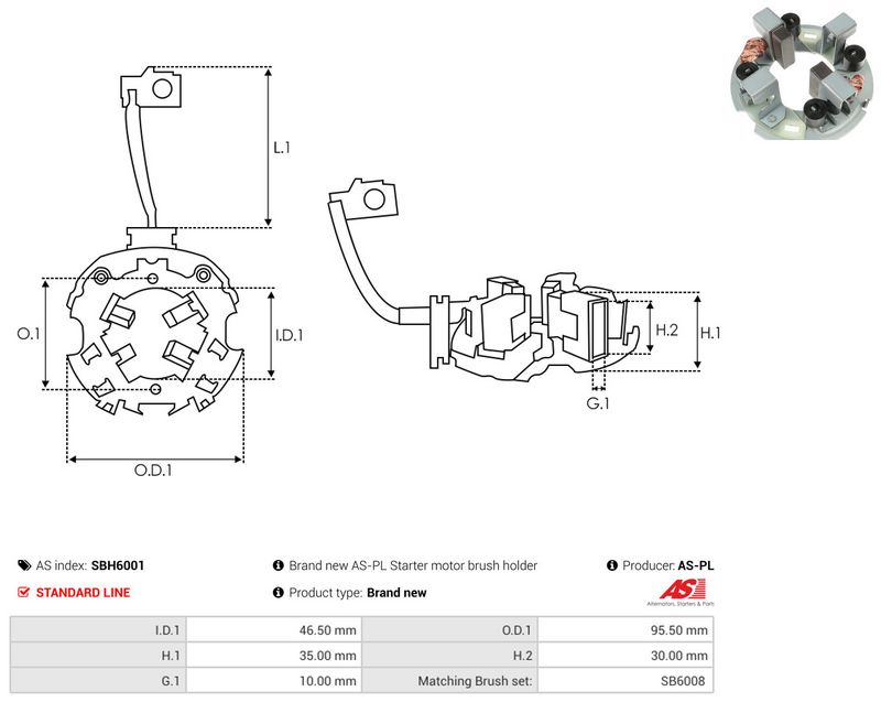 AS-PL SBH6001 Holder, carbon brushes