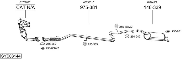 BOSAL kipufogórendszer SYS08144