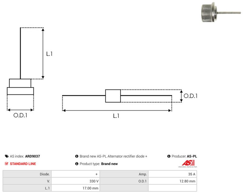AS-PL ARD9037 Rectifier, alternator