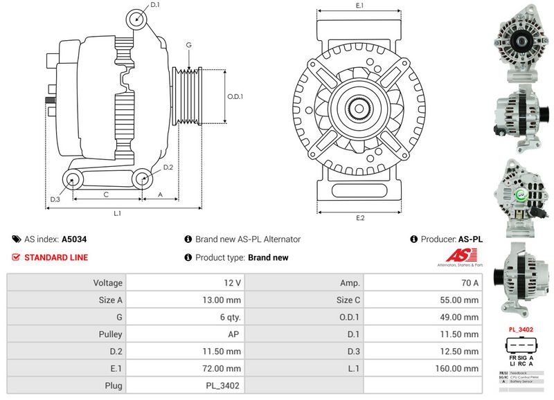 AS-PL A5034 Alternator