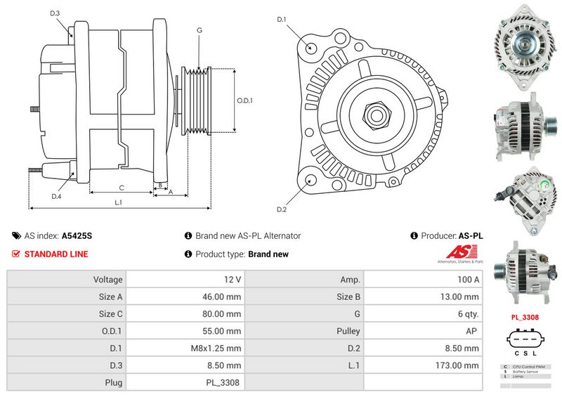 AS-PL A5425S Alternator