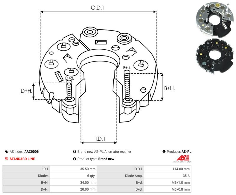 AS-PL ARC0006 Rectifier, alternator