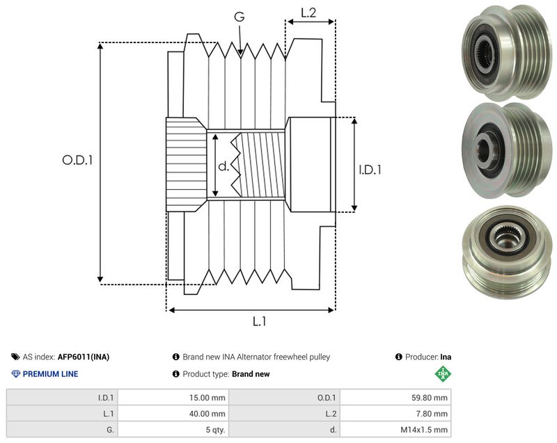AS-PL AFP6011(INA) Alternator Freewheel Clutch