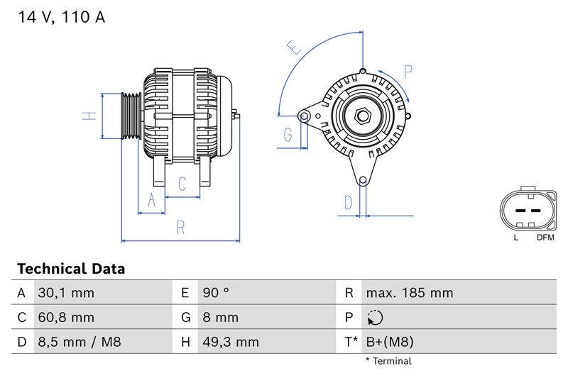 Bosch Alternator 0 986 086 330