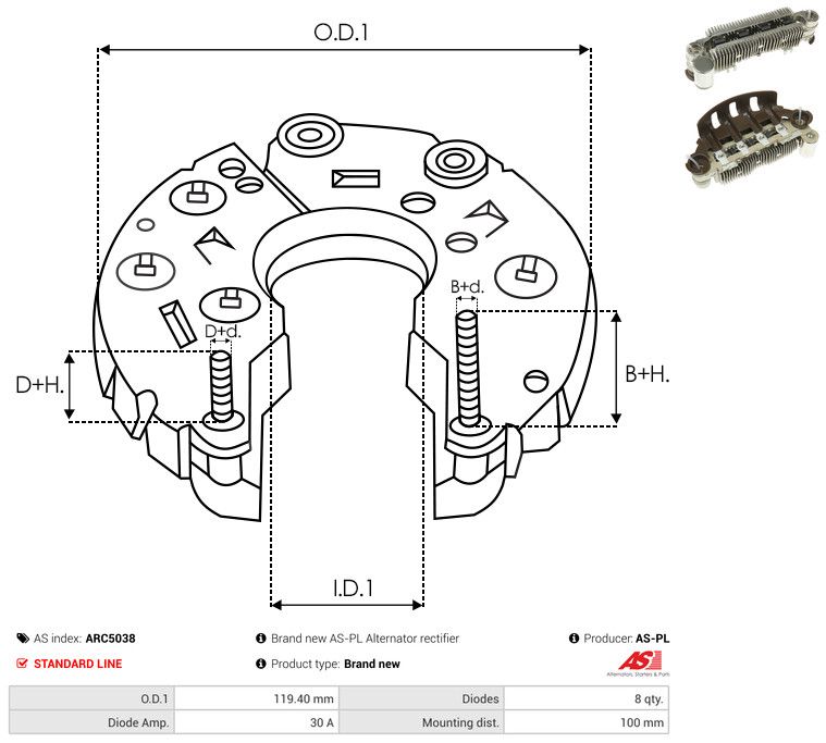 AS-PL ARC5038 Rectifier, alternator