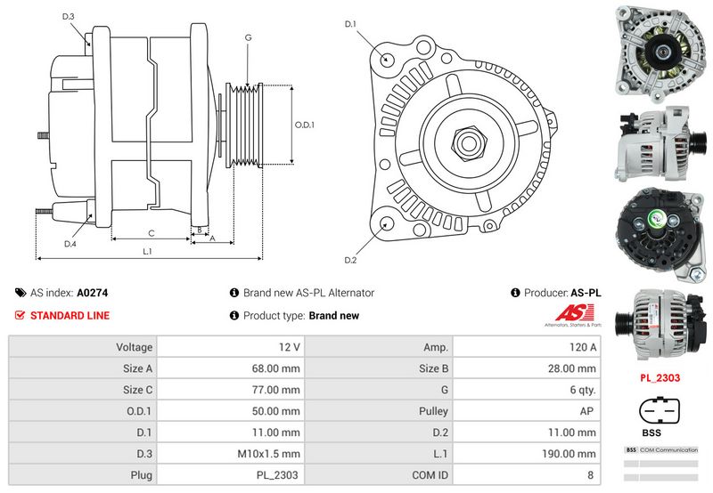 AS-PL A0274 Alternator