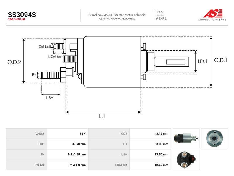 Magnetlülitus, starter, AS-PL SS3094S