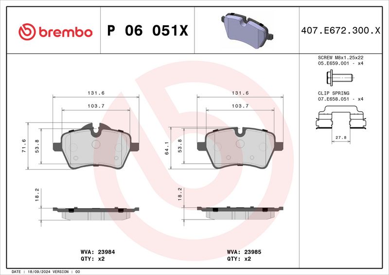 BREMBO P06051X Brake Pad Set, disc brake