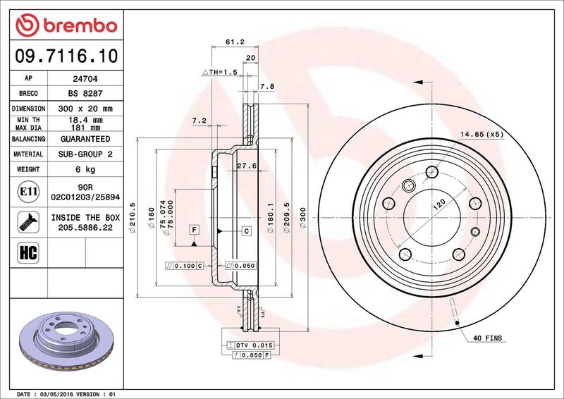 BREMBO 09.7116.10 Brake Disc