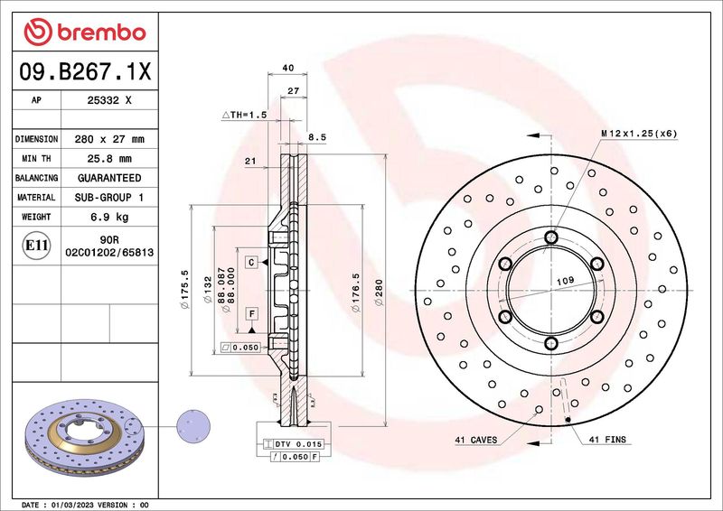 BREMBO Remschijf 09.B267.1X