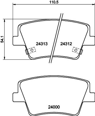 Комплект гальмівних накладок, дискове гальмо, Hella 8DB355040-041