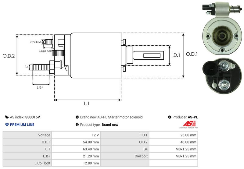 AS-PL SS3015P Solenoid Switch, starter