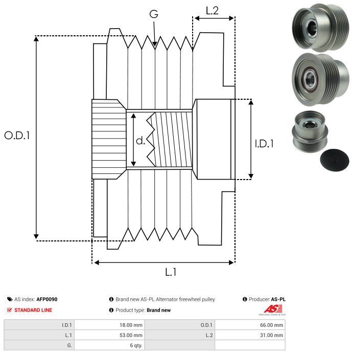 AS-PL AFP0090 Alternator Freewheel Clutch