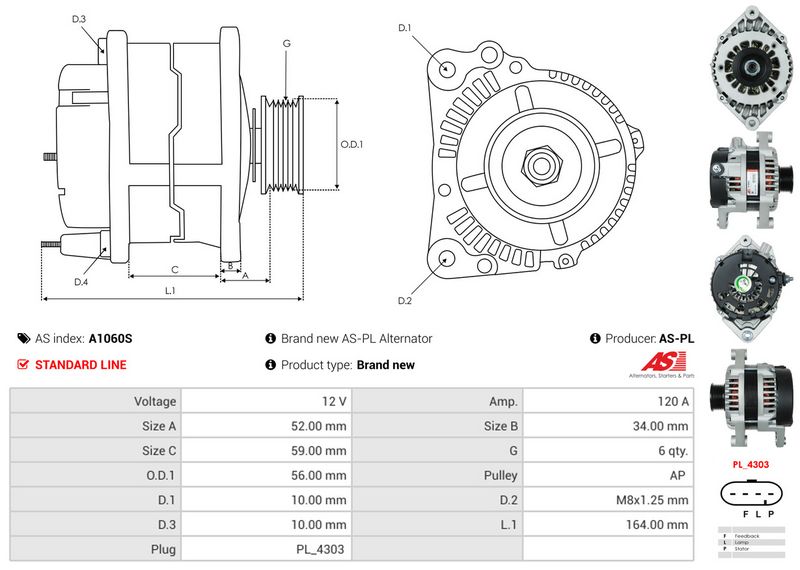 AS-PL A1060S Alternator