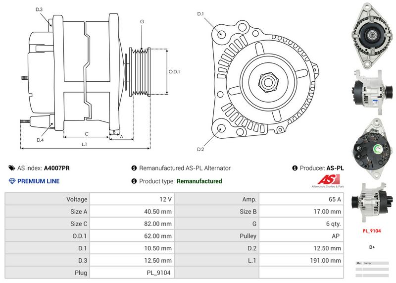AS-PL A4007PR Alternator