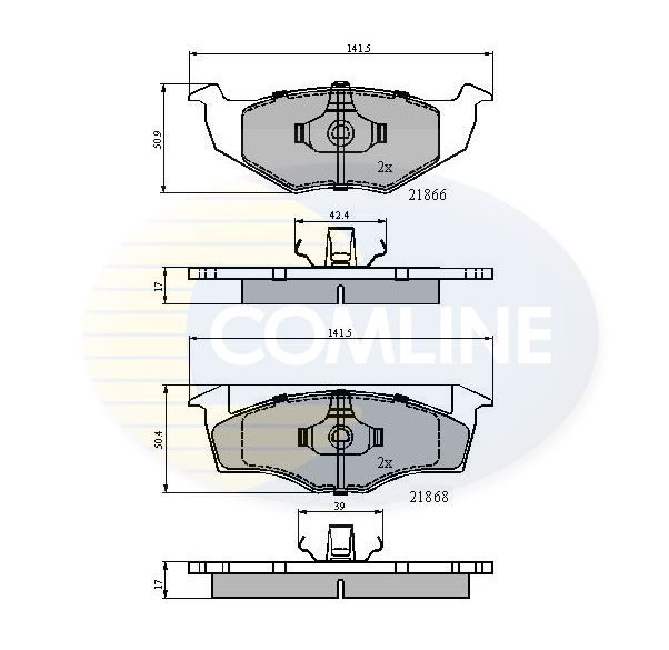 Комплект гальмівних накладок, дискове гальмо, Comline CBP0707