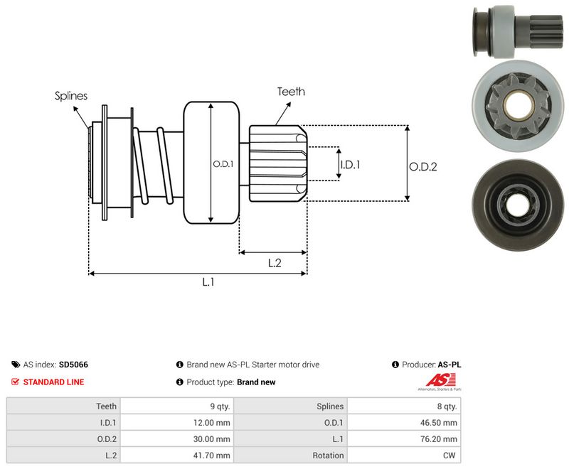 AS-PL SD5066 Freewheel Gear, starter