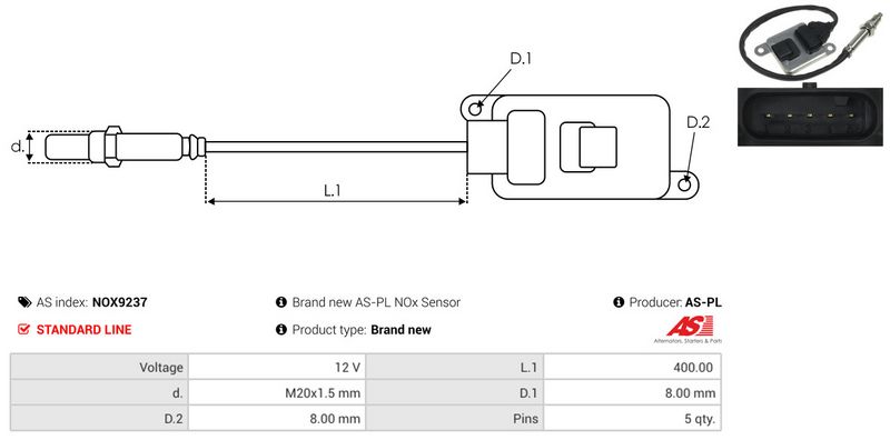 AS-PL NOX9237 NOx Sensor, urea injection