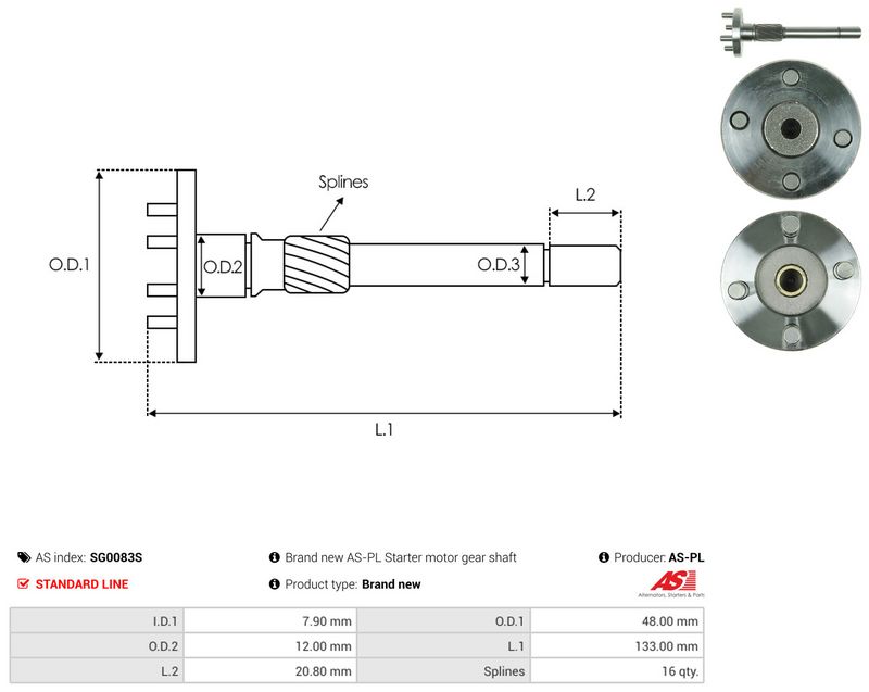 Remondikomplekt, Starter, AS-PL SG0083S
