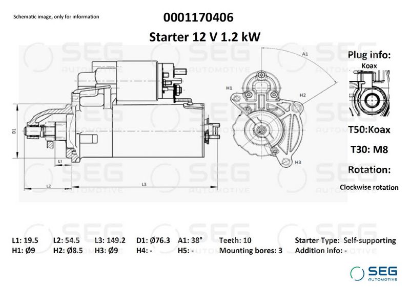 SEG Automotive 0001170406 Starter