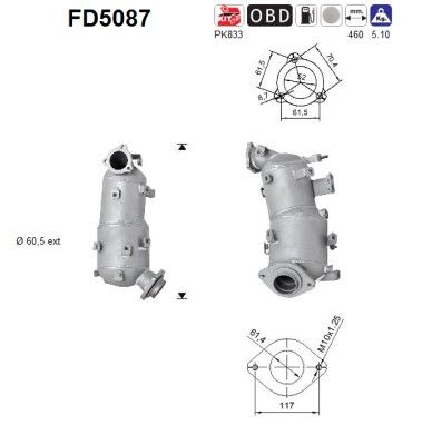 AS FD5087 Soot/Particulate Filter, exhaust system