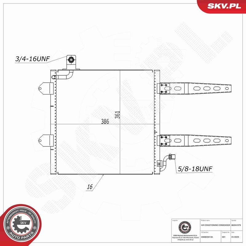 ESEN SKV 86SKV379 Condenser, air conditioning