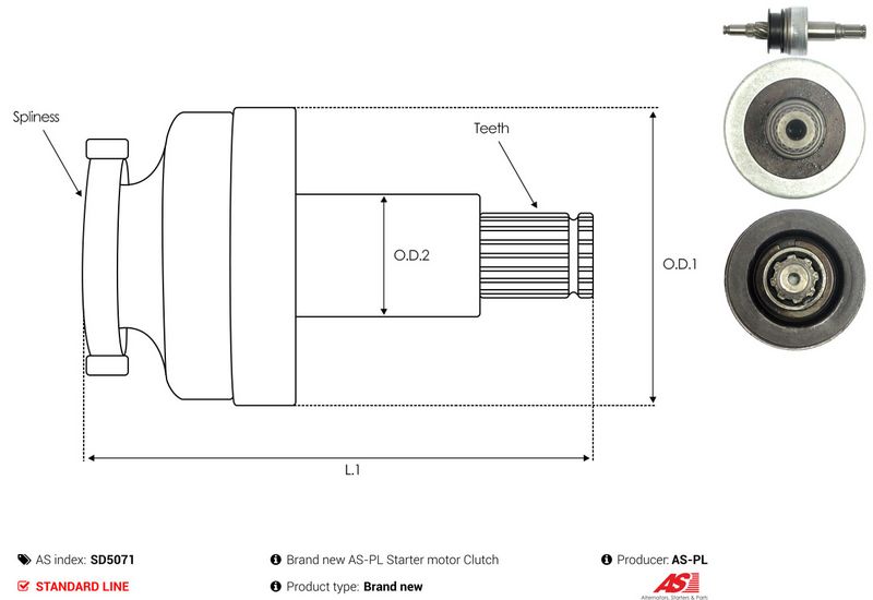 AS-PL SD5071 Freewheel Gear, starter