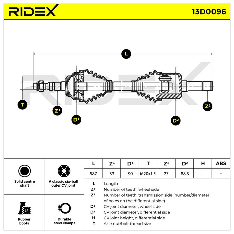 полуоска RIDEX