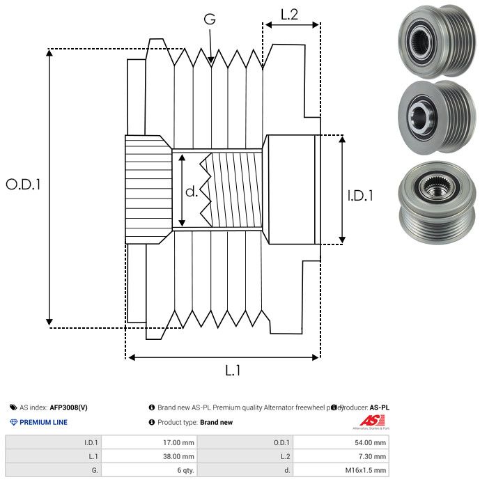 AS-PL AFP3008(V) Alternator Freewheel Clutch