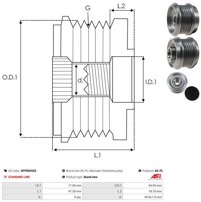 AS-PL AFP9025S2 Alternator Freewheel Clutch