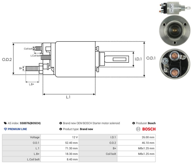 AS-PL SS0076(BOSCH) Solenoid Switch, starter