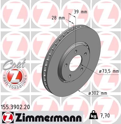 Гальмівний диск, Zimmermann 155.3902.20