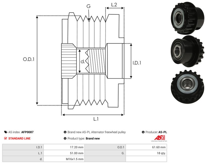 AS-PL AFP0087 Alternator Freewheel Clutch