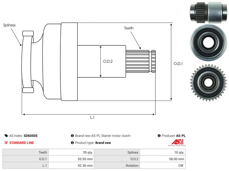 AS-PL SD6050S Pinion, starter