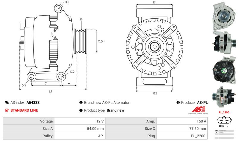 AS-PL A6433S Alternator