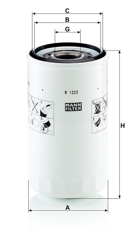 Oliefilter (geschroefd) past: BELAZ 75306  CASE IH 100, 15, 16, 290, 50, 60, 70, 80, 90, 20B, 22B, 26B, 27B, 27B TIER 4 (NA), 290B TIER 3, 30B, 31B  HITACHI 450, EG70R, EH5000, EH5000AC, EX100