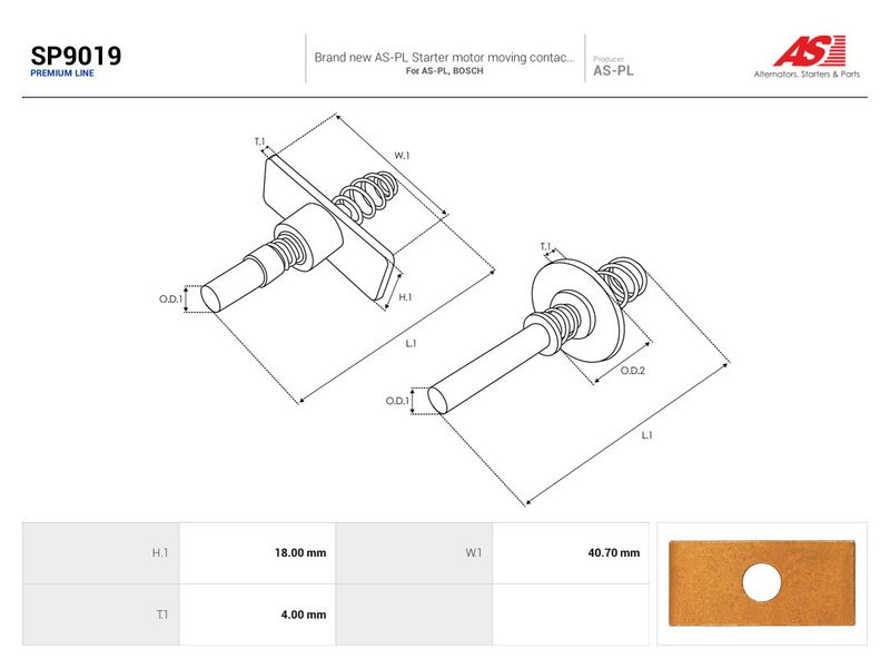 Remondikomplekt, Starter, AS-PL SP9019