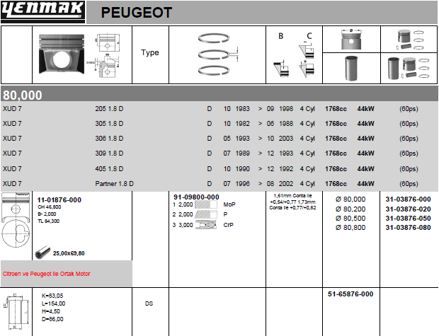 YENMAK Piston 31-03876-000